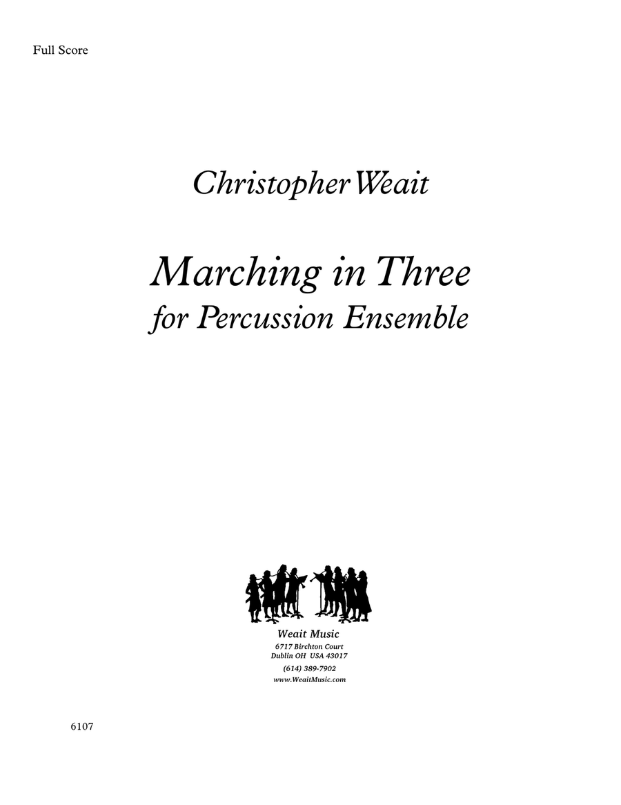 Marching in Three for nine percussion (3’32) Percussion Ensemble scores gallery preview page 1