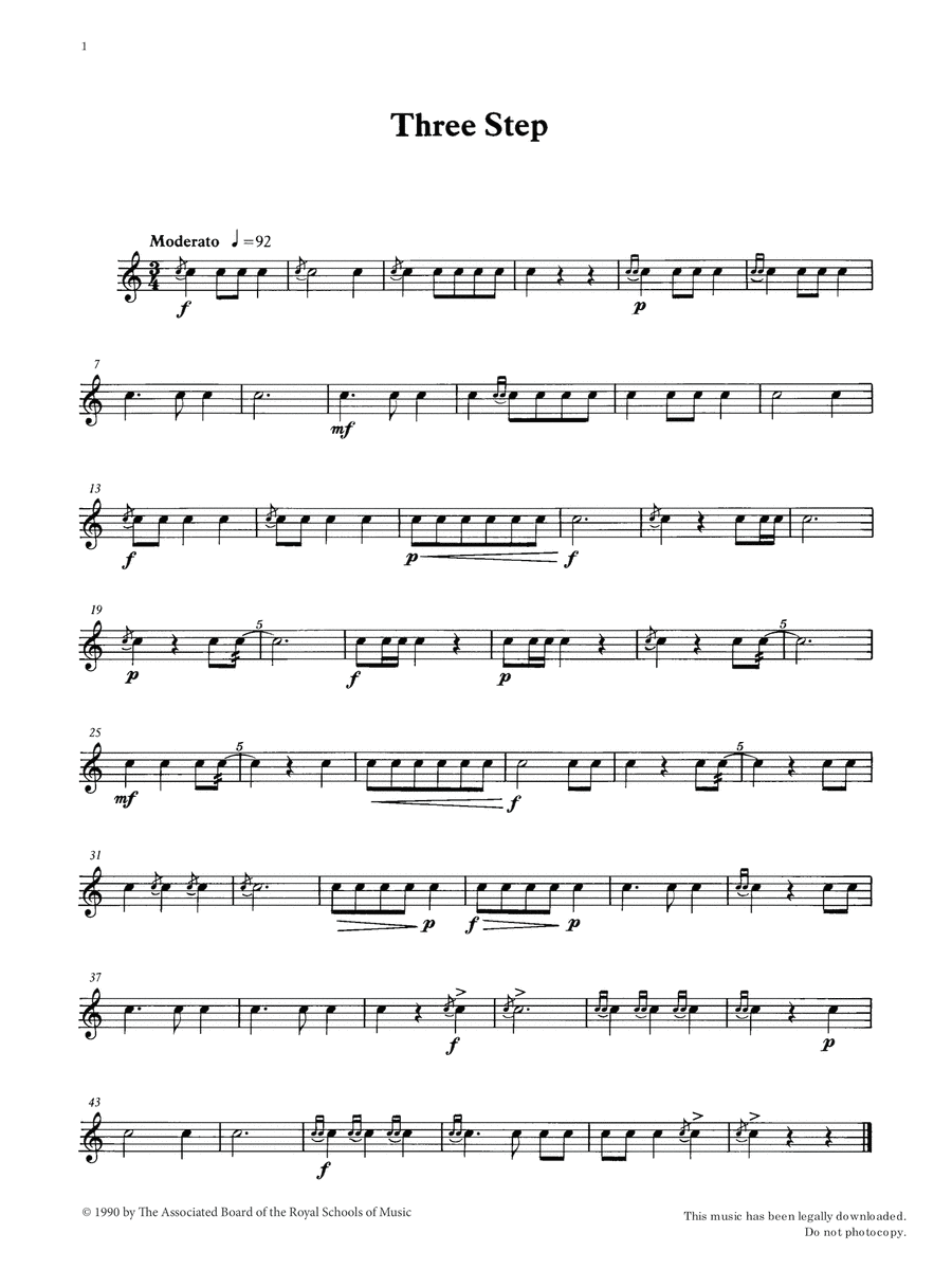 Three Step from Graded Music for Snare Drum, Book I