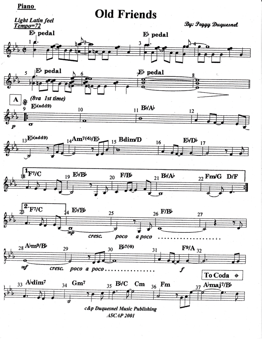 Old Friends - Lead Sheet Piano scores gallery preview page 1
