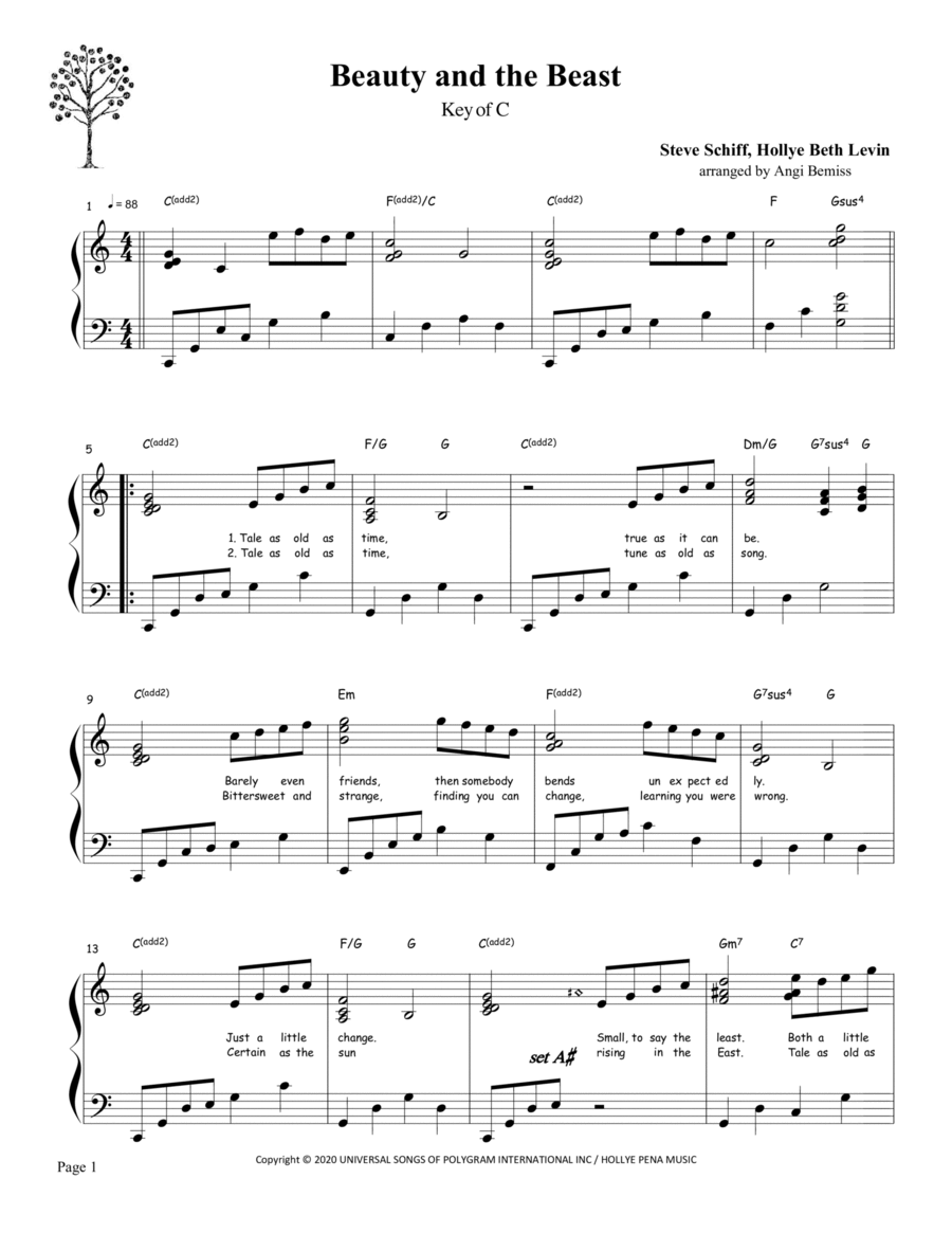Beauty And The Beast Beauty And The Beast Harp scores gallery preview page 1