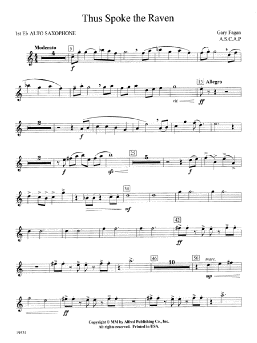 Thus Spoke the Raven: E-flat Alto Saxophone Concert Band scores gallery preview page 1