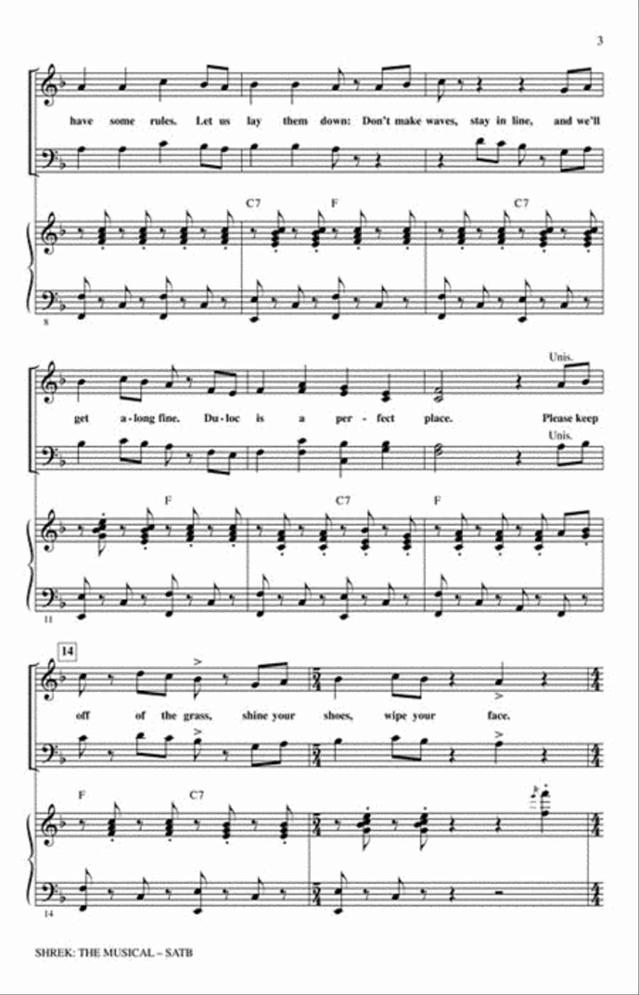 Shrek: The Musical (Choral Medley) Choir scores gallery preview page 3
