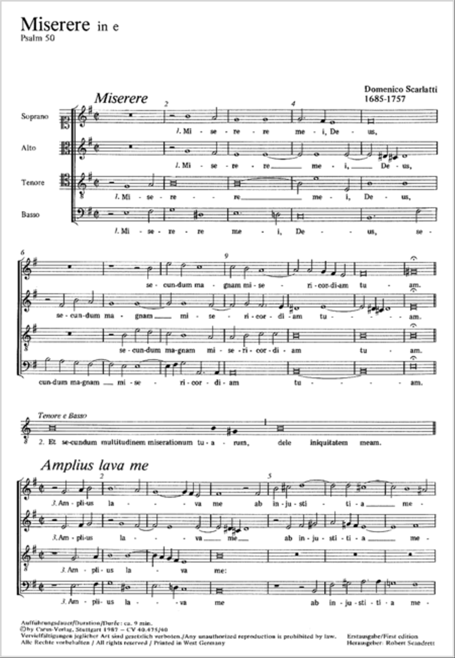 Miserere in E minor 4-Part scores gallery preview page 10