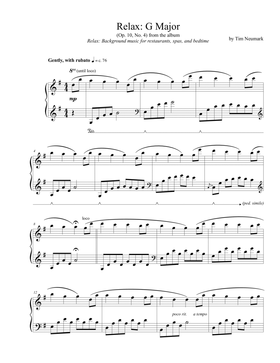 Relax: G Major Piano Solo scores gallery preview page 1