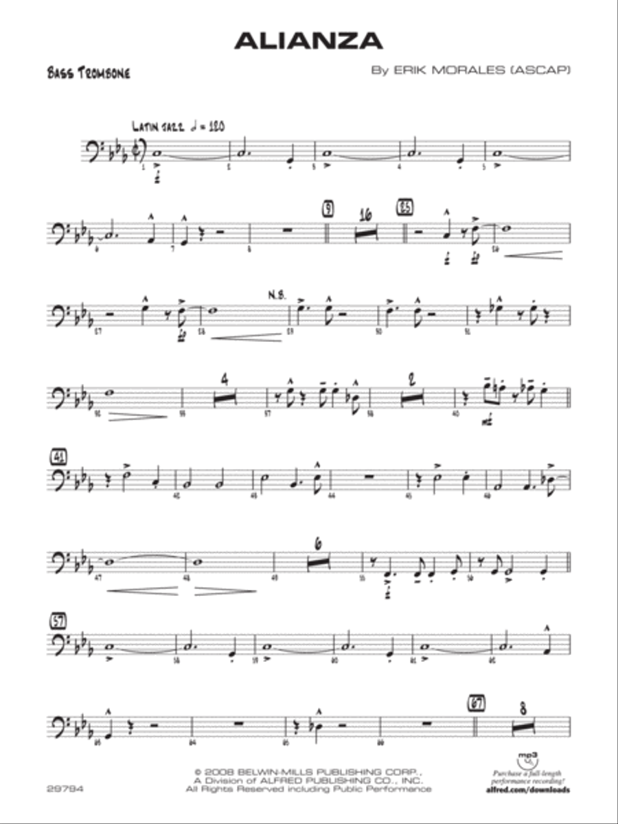 Alianza: 4th Trombone Jazz Ensemble scores gallery preview page 1