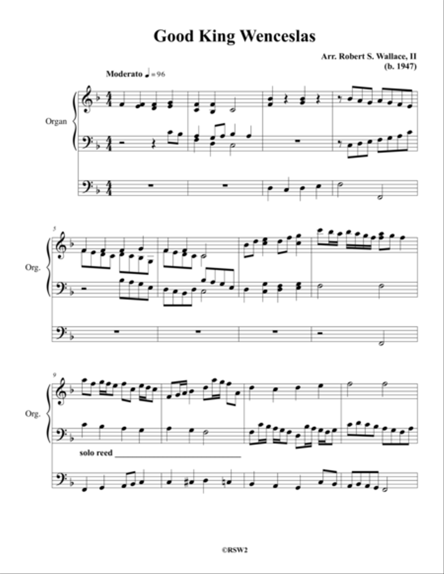 Good King Wenceslas Organ Solo scores gallery preview page 1