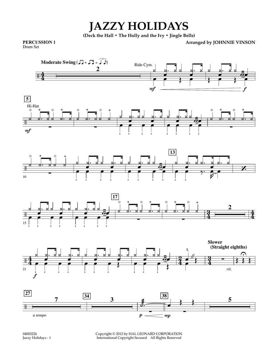 Jazzy Holidays - Percussion 1 Concert Band scores gallery preview page 1