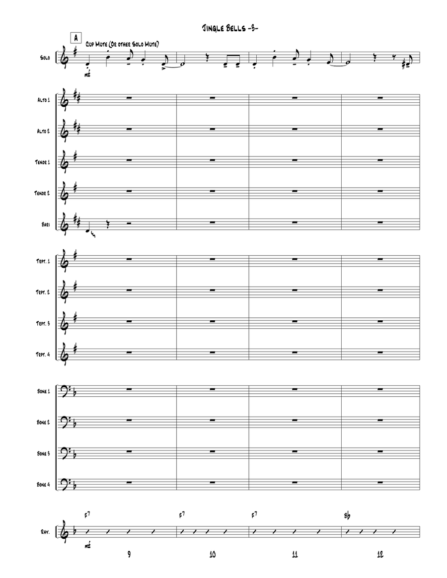 Jingle Bells for Little Big Band up to Full Big Band Jazz Ensemble scores gallery preview page 3