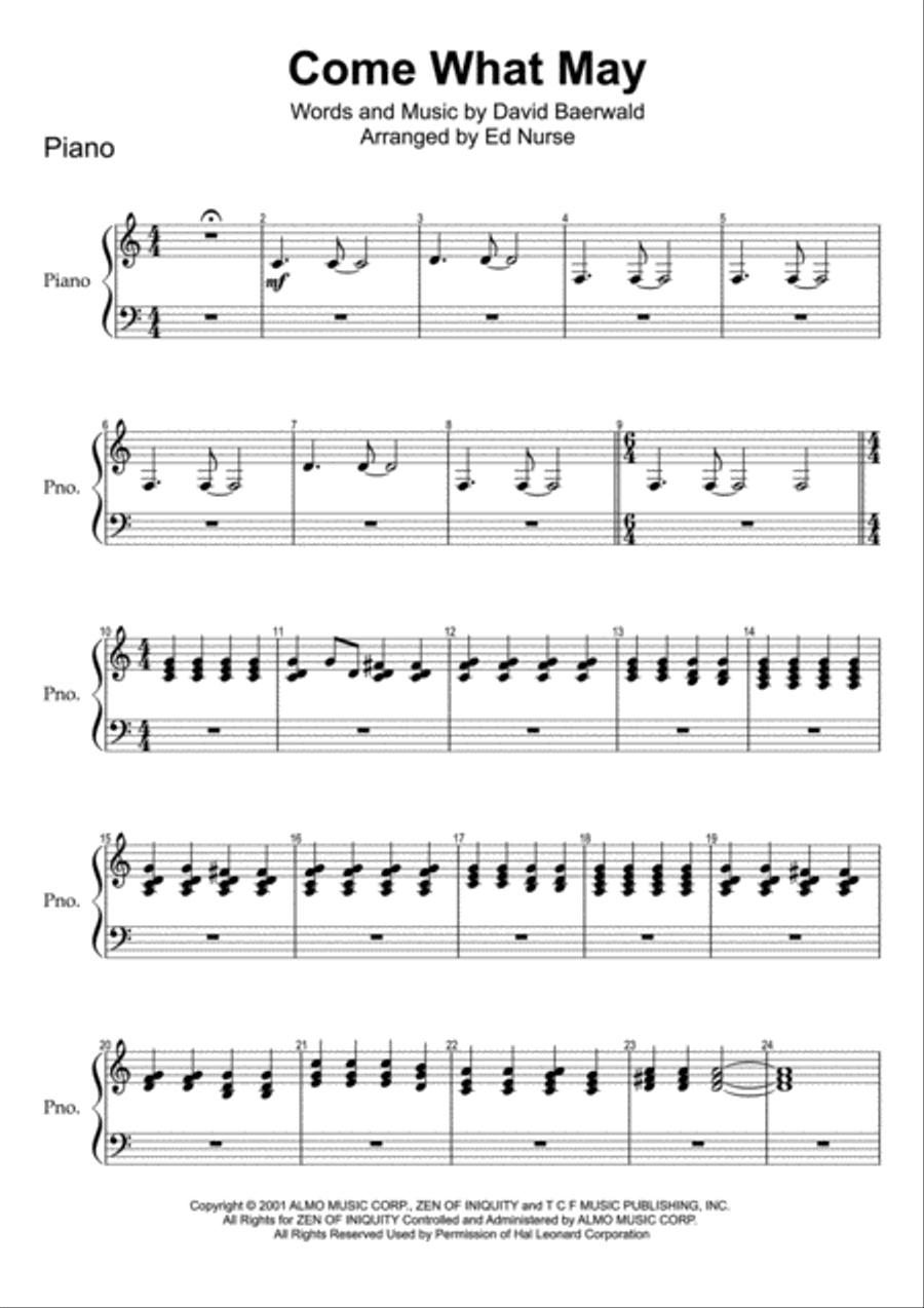 Come What May Come What May Small Ensemble scores gallery preview page 1