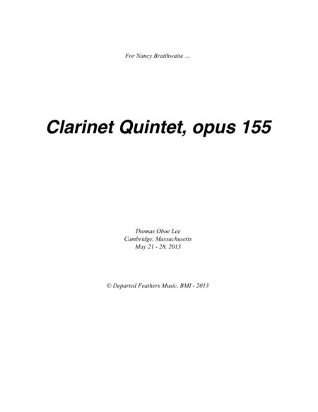 Clarinet Quintet, opus 155 (2013) image number null