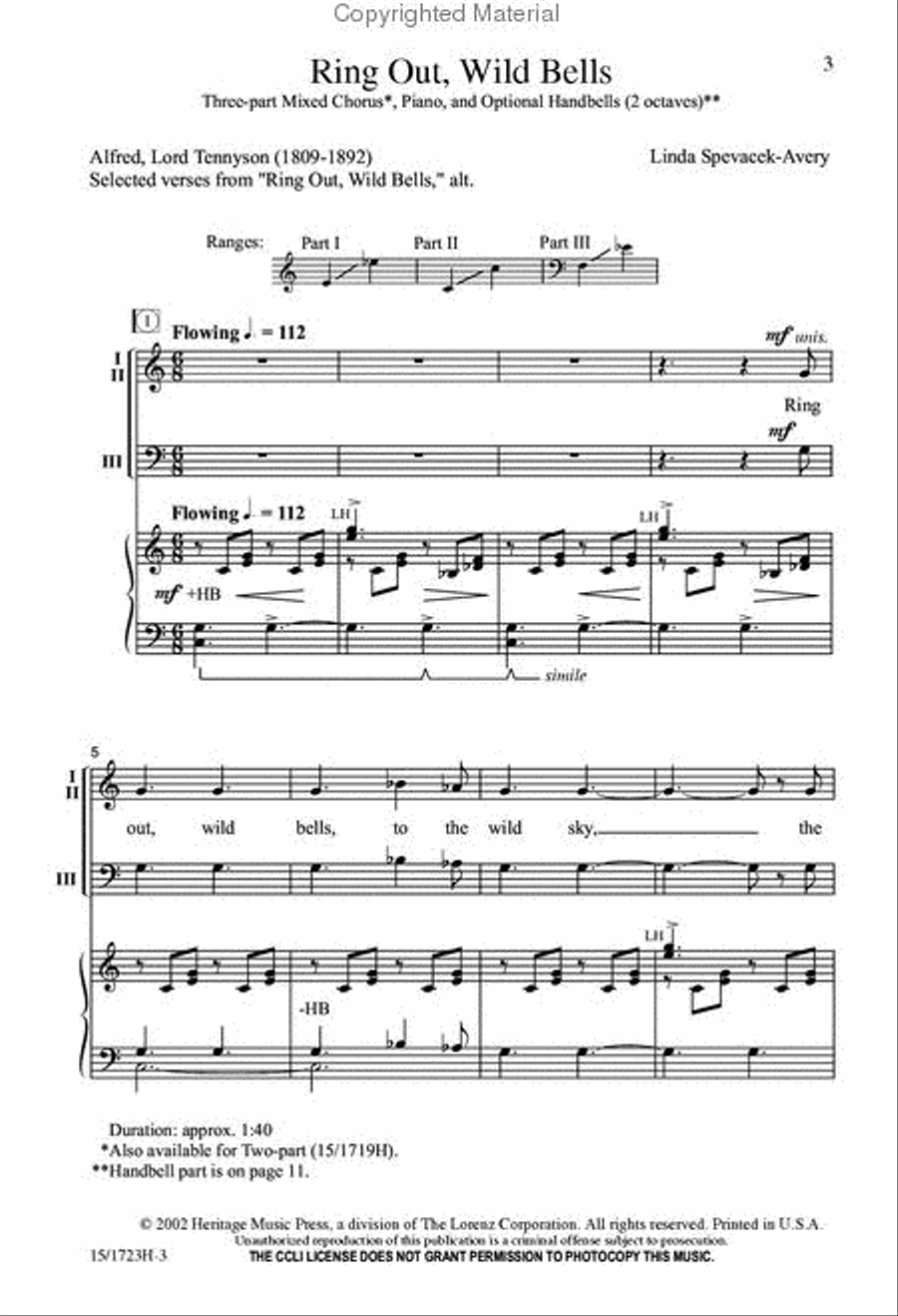 Ring Out, Wild Bells Ring Out, Wild Bells 3-Part scores gallery preview page 2