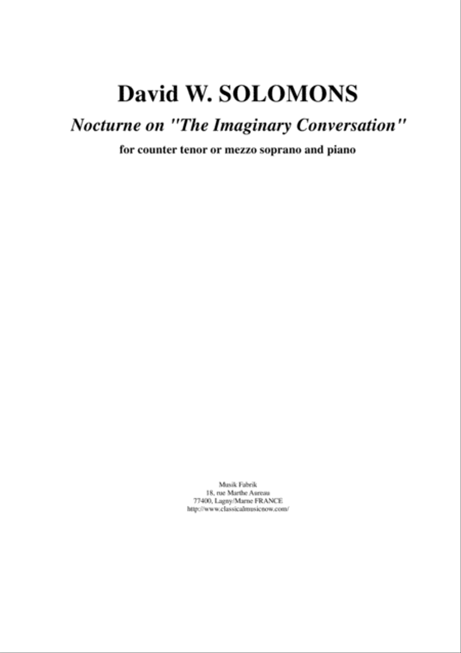 David Warin Solomons: Nocturne "The Imagined Conversation" for counter-tneor or mezzo soprano (mediu