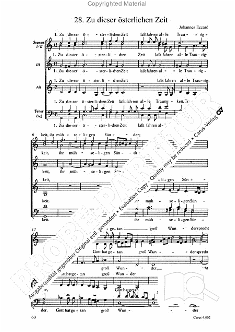 Eccard: 29 Choralbearbeitungen Collection / Songbook scores gallery preview page 61