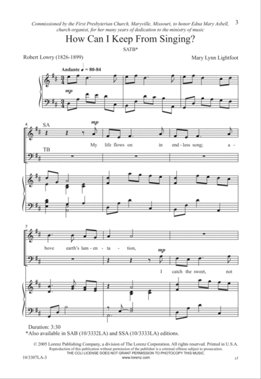 How Can I Keep From Singing? 4-Part scores gallery preview page 4