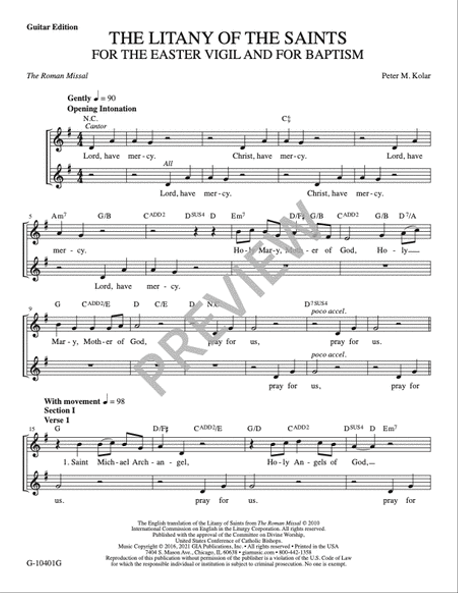 The Litany of the Saints for the Easter Vigil and for Baptism - Guitar edition Guitar scores gallery preview page 2