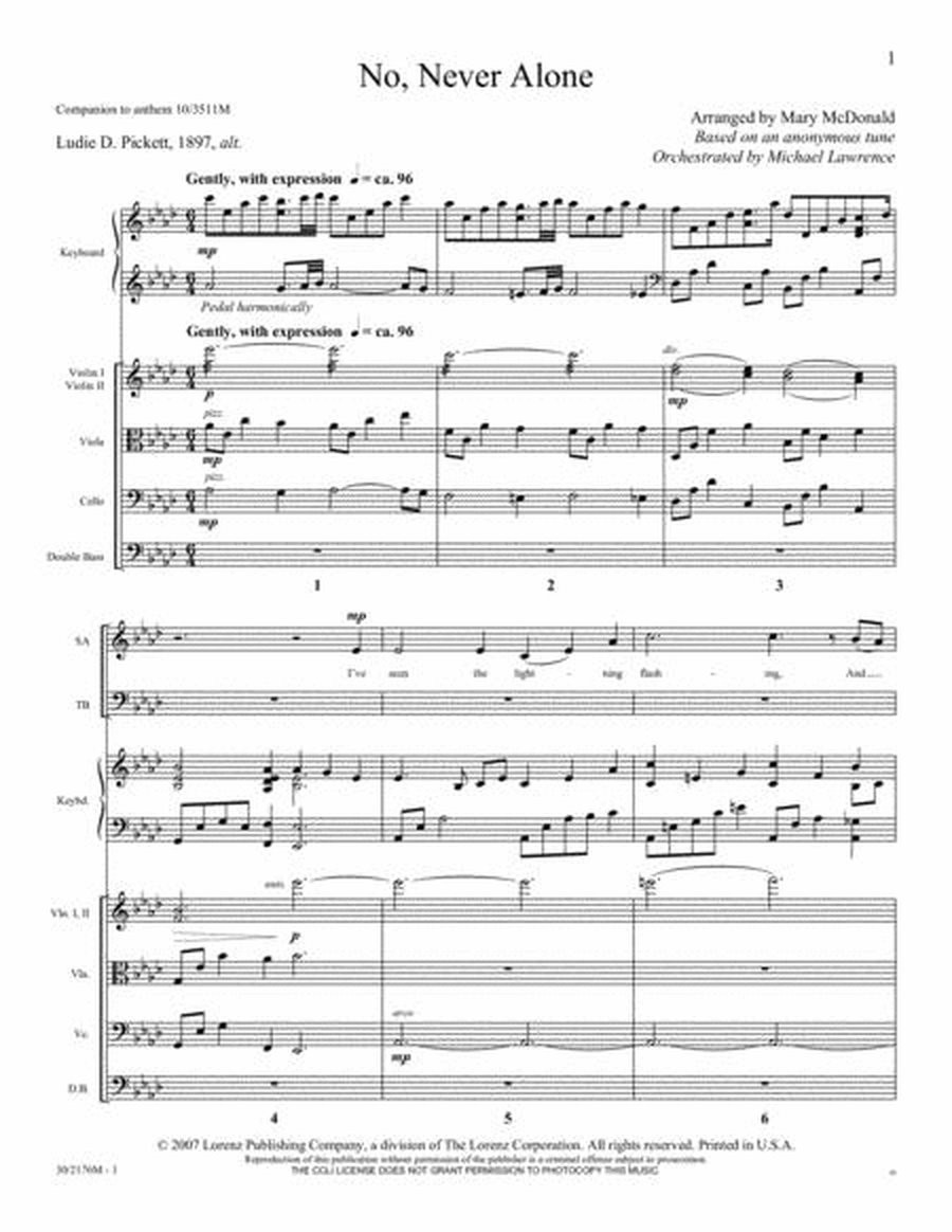 No, Never Alone - String Orchestra Score/Parts
