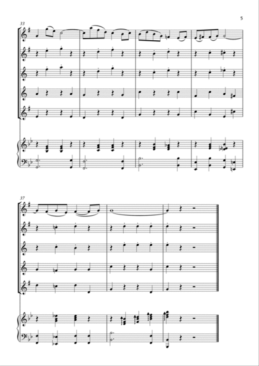 Arioso (From Cantata 156 - Sinfonia) Saxophone Quintet scores gallery preview page 5
