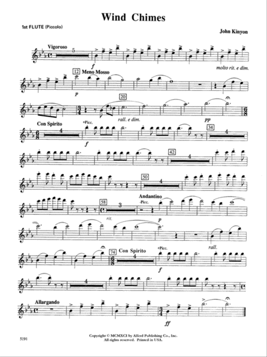 Wind Chimes: Flute Concert Band scores gallery preview page 1