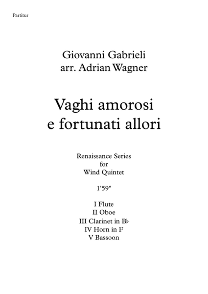 Vagi amorosi e fortunati allori (Giovanni Gabrieli) Wind Quintet arr. Adrian Wagner image number null
