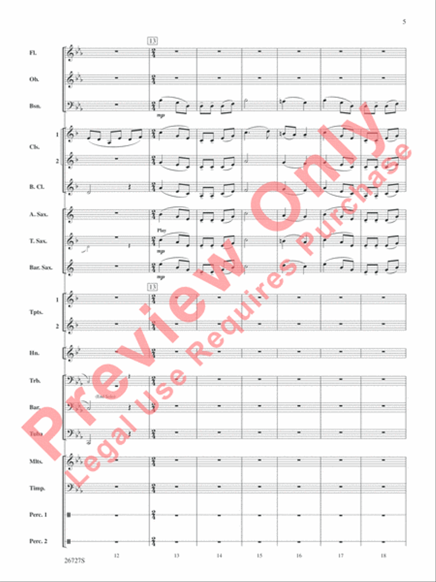 Evangeline: Two Cajun Songs Concert Band scores gallery preview page 6