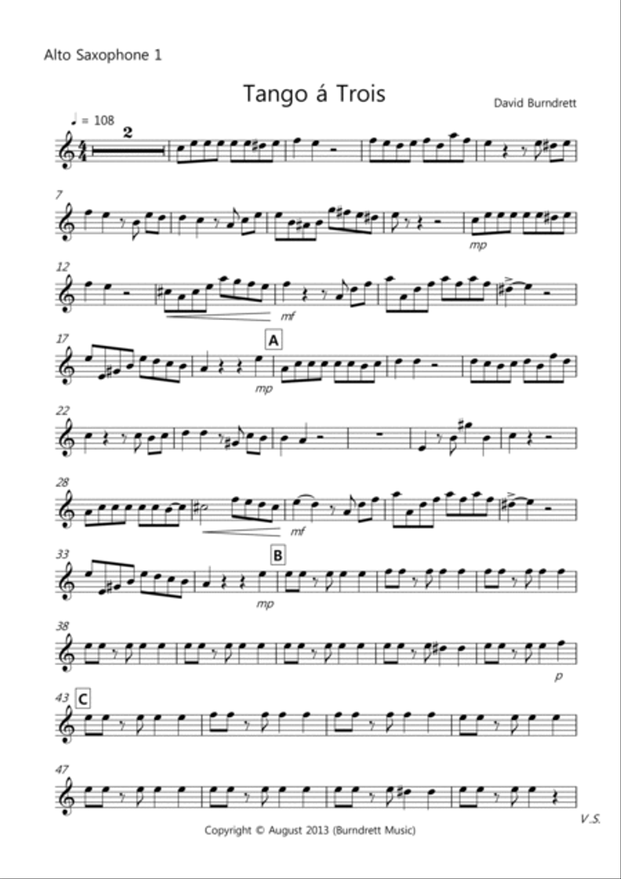 Tango á Trois for Saxophone Trio Woodwind Trio scores gallery preview page 5
