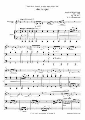 Arabesque - Burgmuller Op.100, No.2 - Bass Clarinet and Piano