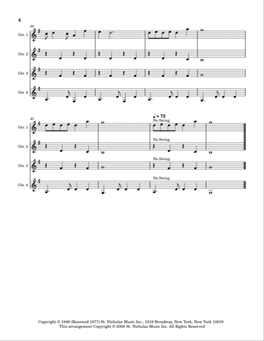 Rudolph The Red-nosed Reindeer Guitar Ensemble scores gallery preview page 4