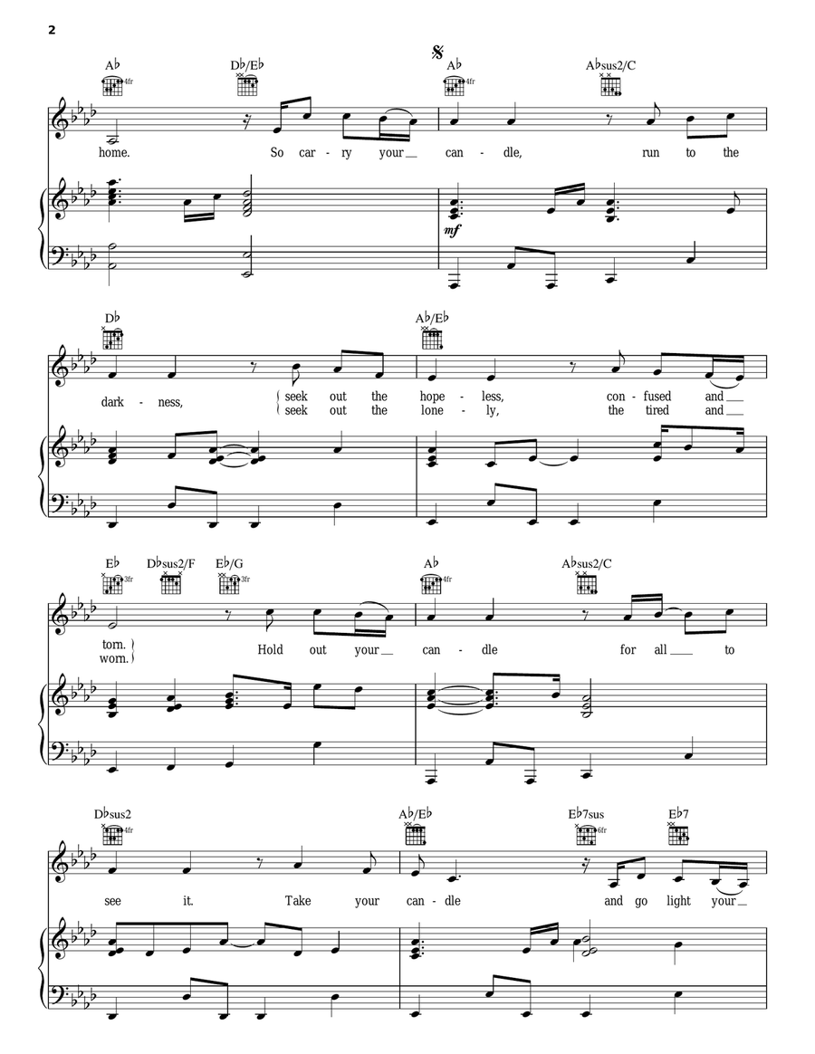 Go Light Your World Piano, Vocal, Guitar scores gallery preview page 2