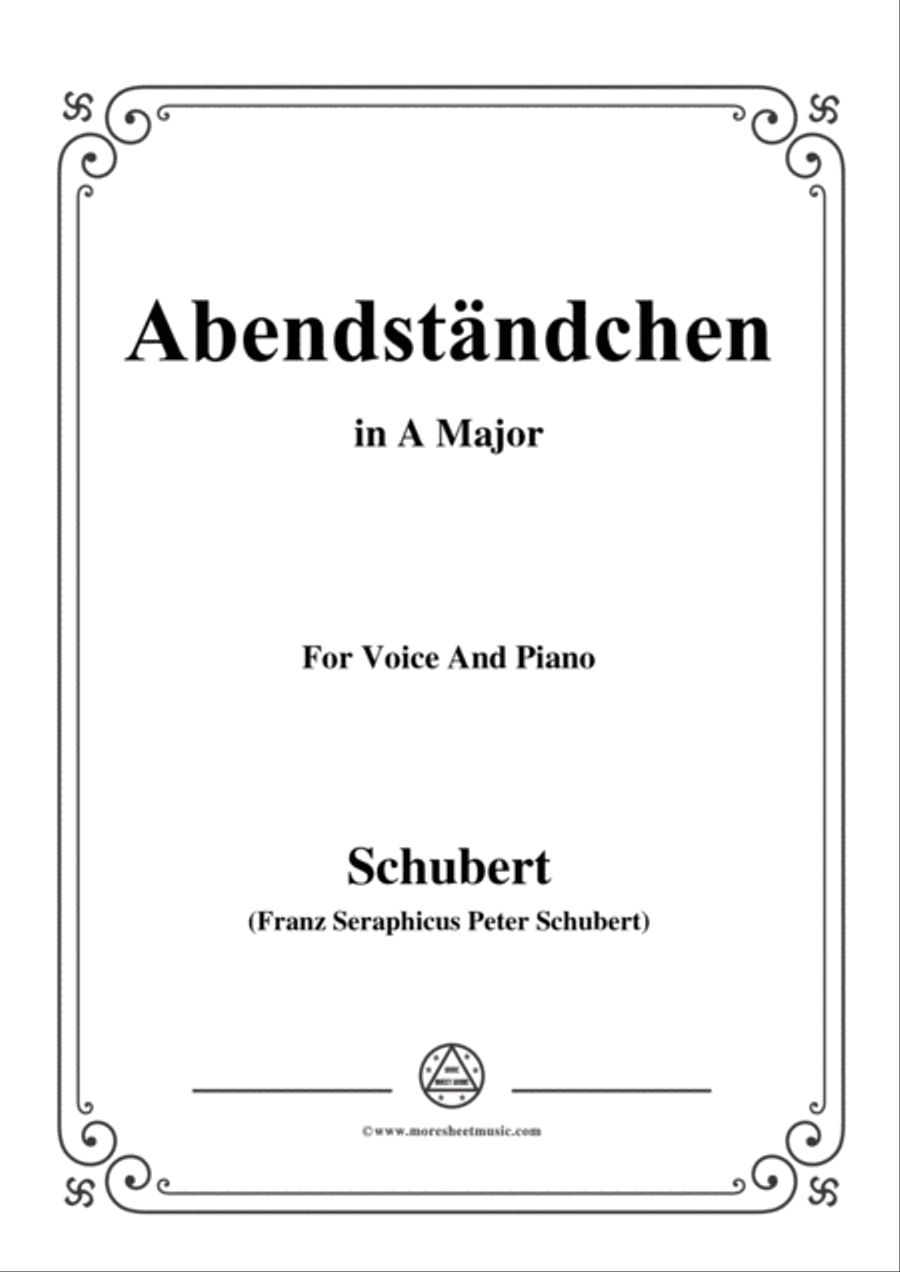 Schubert-Abendständchen,in A Major,for Voice&Piano Voice scores gallery preview page 1