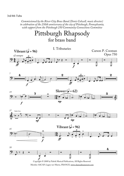Carson Cooman: Pittsburgh Rhapsody (2008) for brass band, tuba 3-4 part
