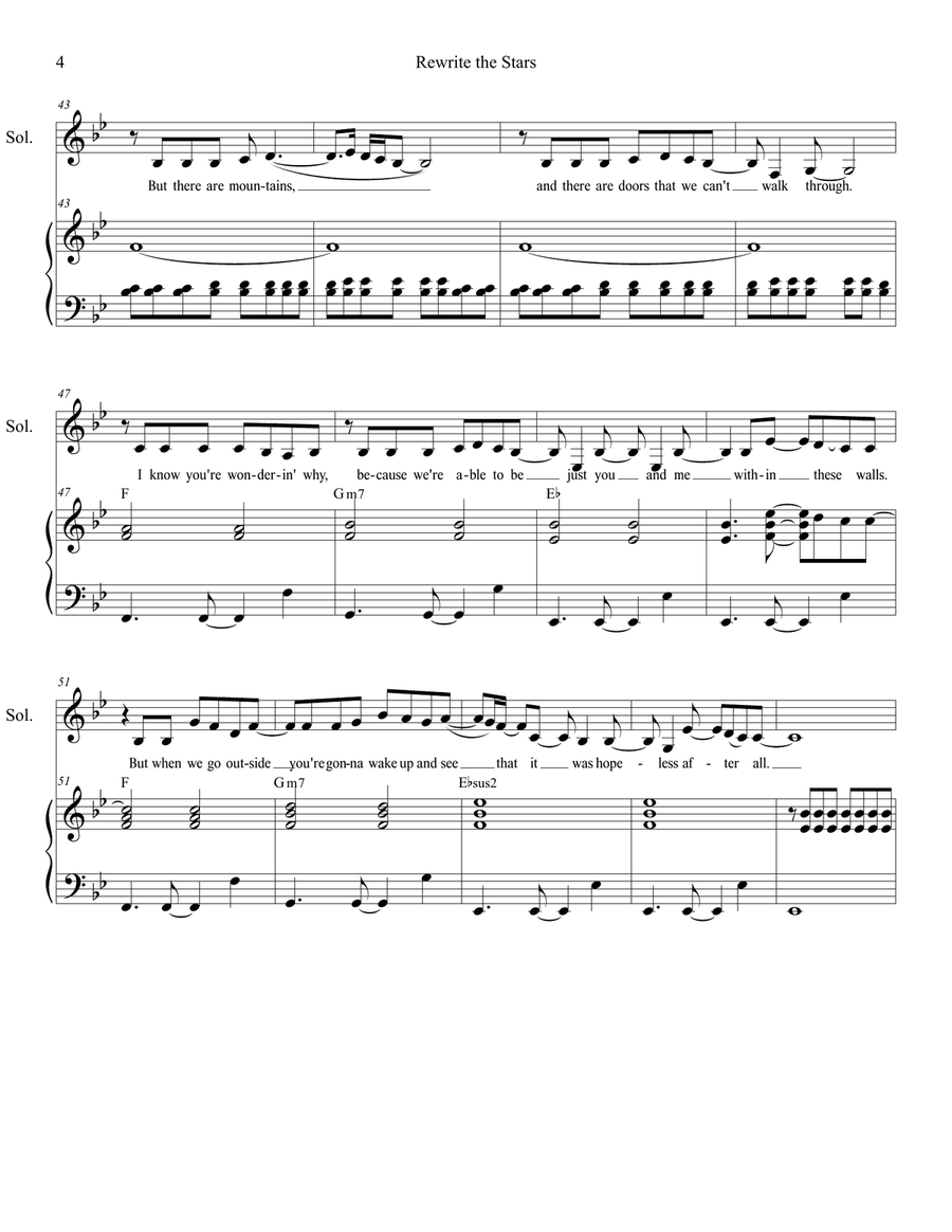 Rewrite The Stars 4-Part scores gallery preview page 4