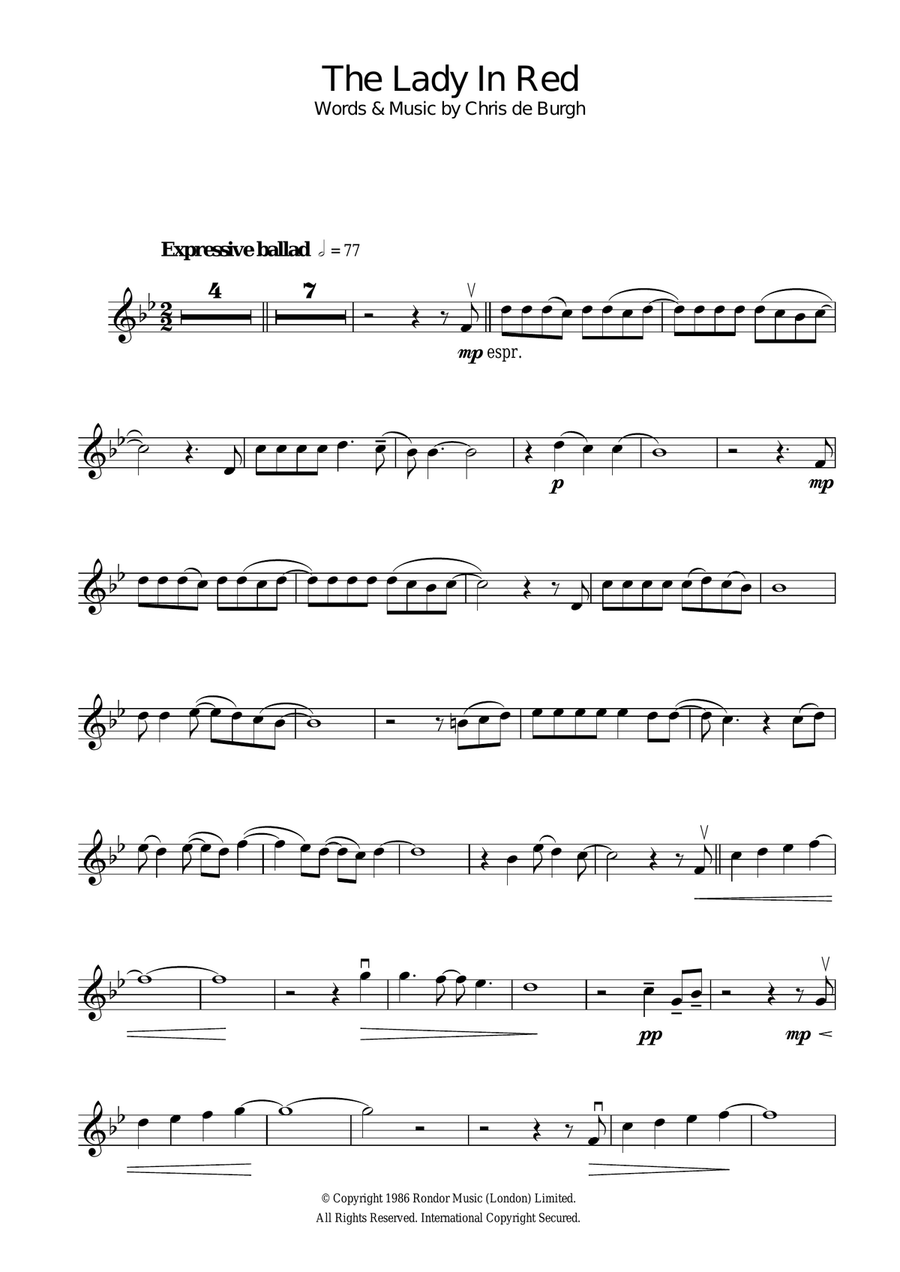 The Lady In Red The Lady In Red Violin Solo scores gallery preview page 1