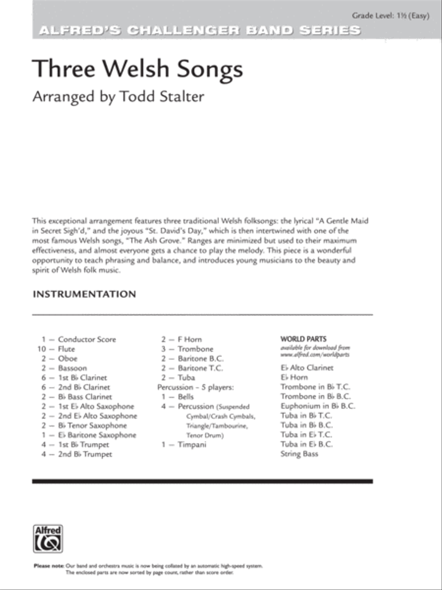 Three Welsh Songs: Score Concert Band scores gallery preview page 1