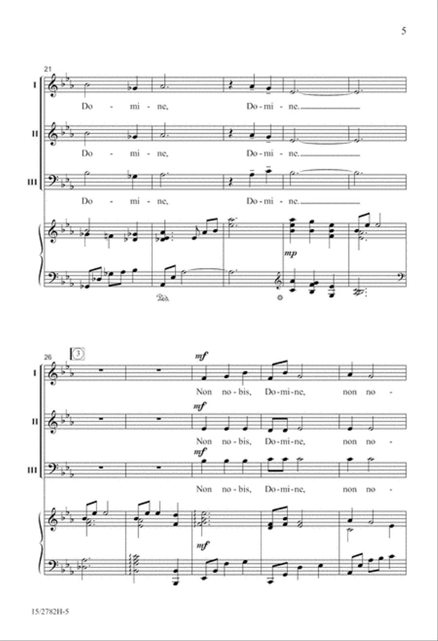 Non Nobis, Domine 3-Part scores gallery preview page 5