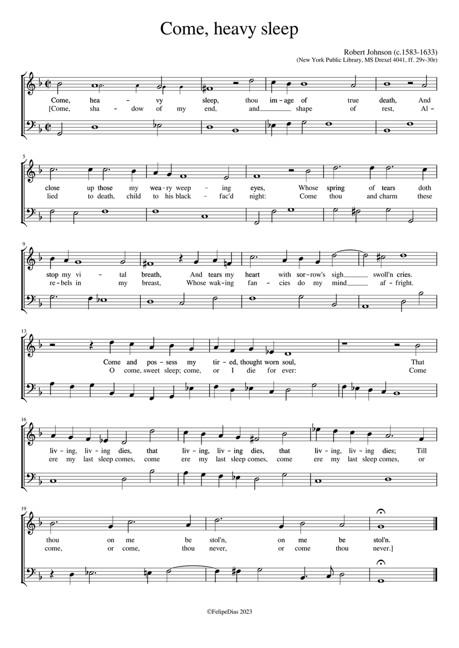 Come heavy sleep Voice Solo scores gallery preview page 1
