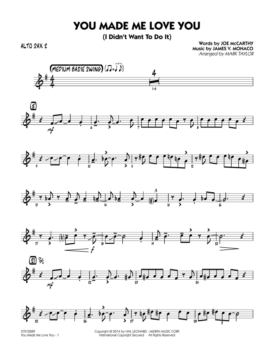You Made Me Love You (I Didn't Want to Do It) - Alto Sax 2