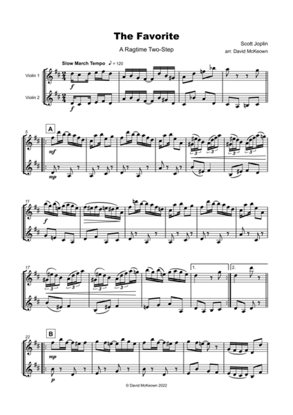 The Favorite, Two-Step Ragtime for Violin Duet