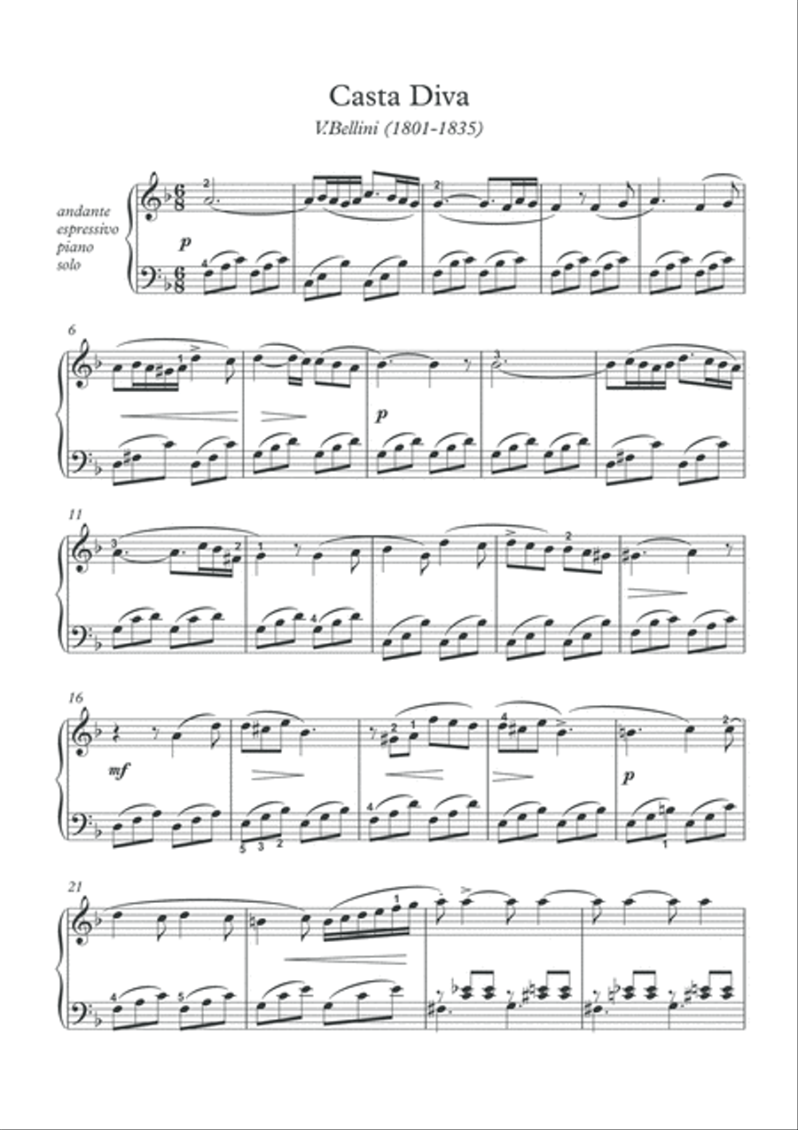 Casta Diva classical piano solo Piano Solo scores gallery preview page 2