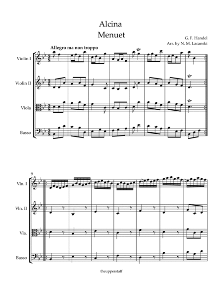 Alcina Menuet Alcina Menuet String Orchestra scores gallery preview page 2