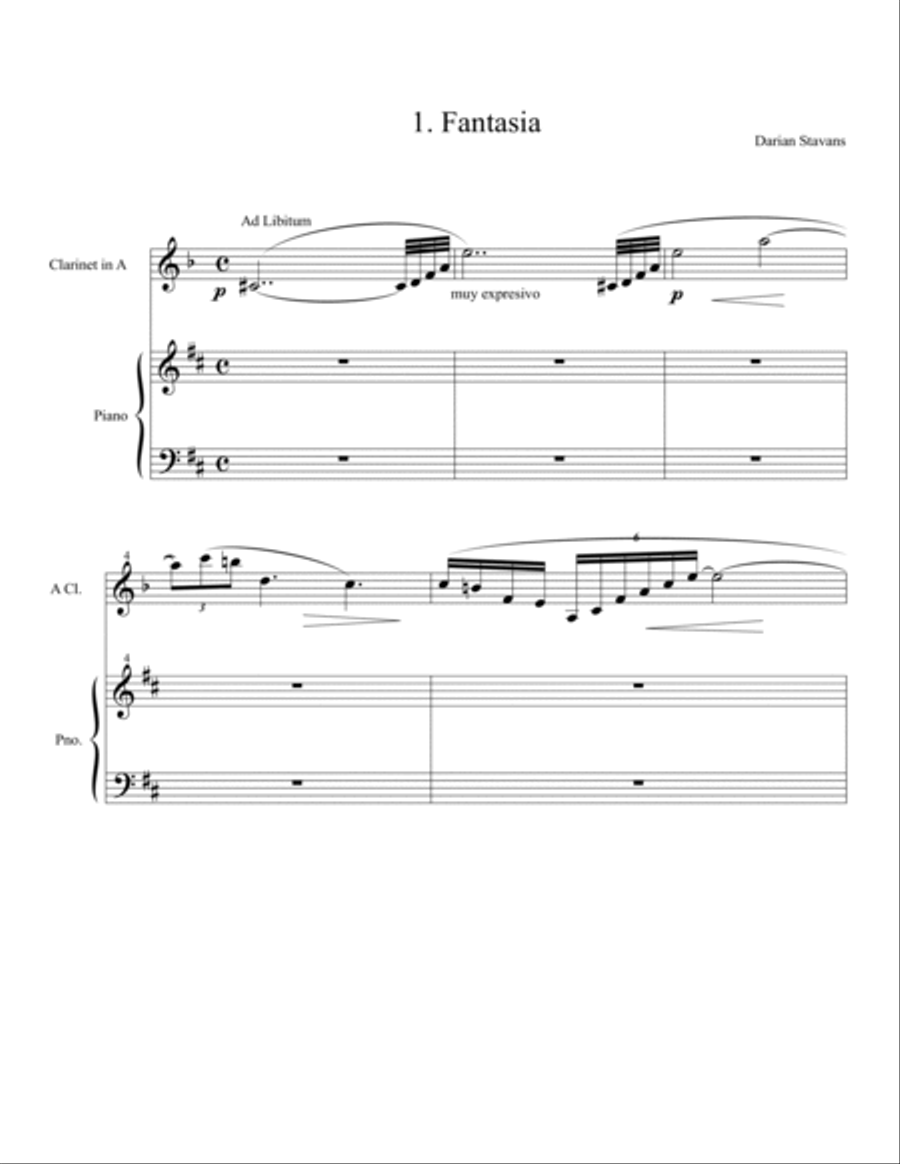 Sonata for Clarinet and Piano Clarinet Solo scores gallery preview page 2
