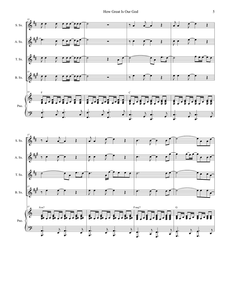 How Great Is Our God Saxophone Quartet scores gallery preview page 5