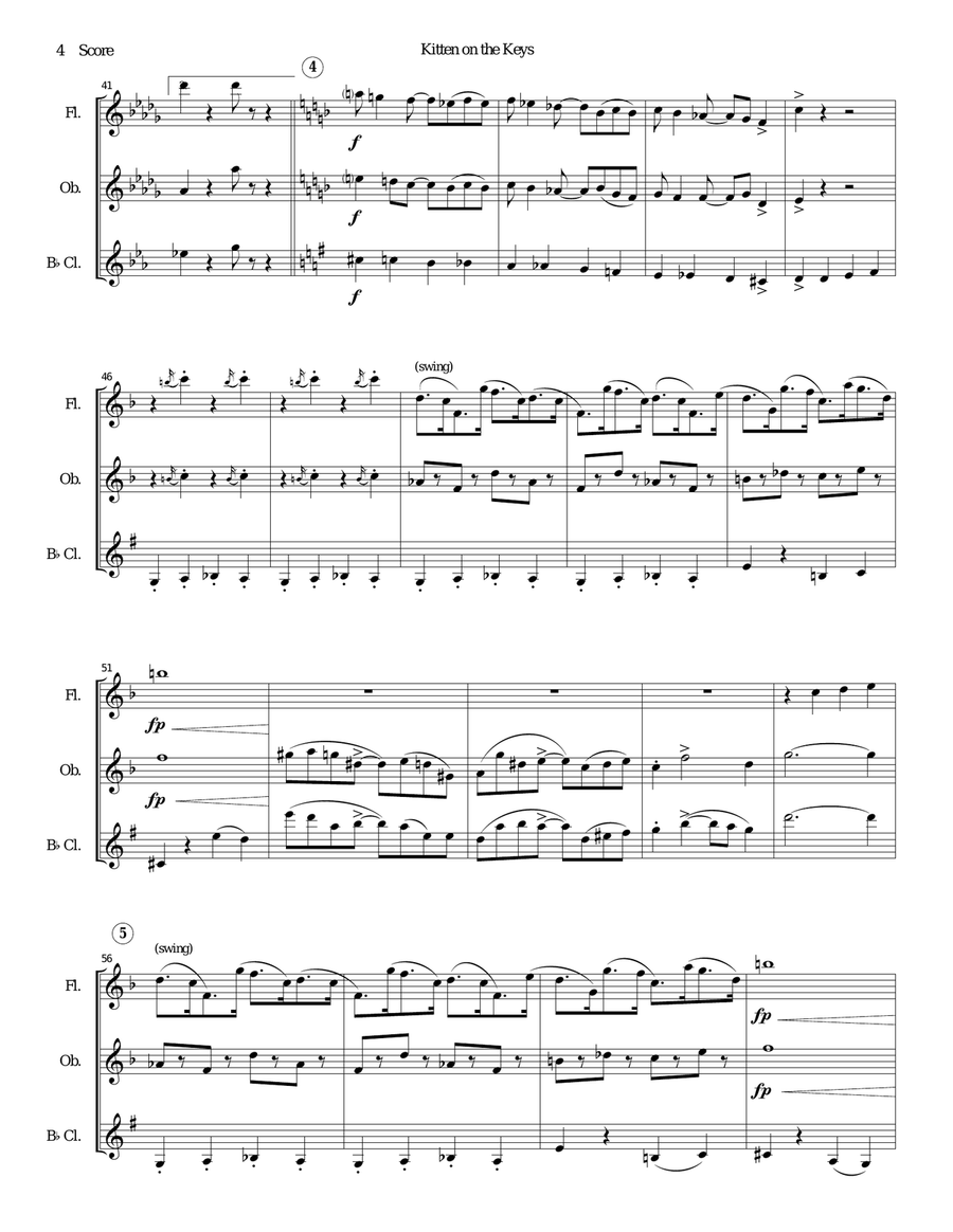 Kitten on the Keys for flute, oboe, and clarinet trio Clarinet Trio scores gallery preview page 4