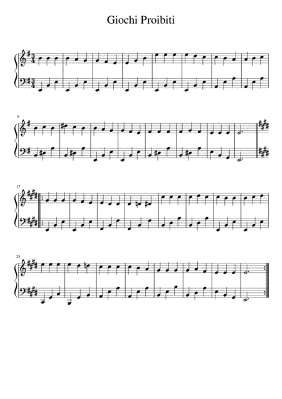 Giochi Proibiti - Arr. Piano Solo Easy Piano scores gallery preview page 1