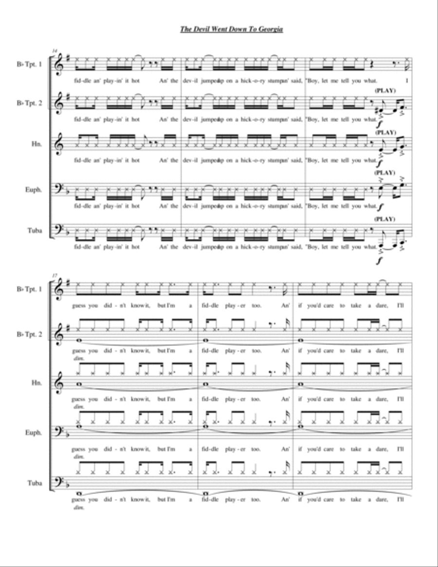 The Devil Went Down To Georgia Brass Ensemble scores gallery preview page 3