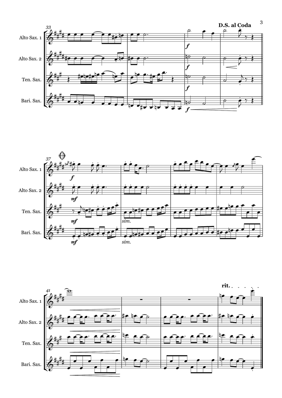 Lady Madonna Saxophone Quartet scores gallery preview page 3