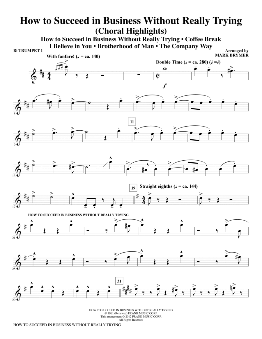 How to Succeed In Business Without Really Trying (Medley) - Bb Trumpet 1 Choir scores gallery preview page 1