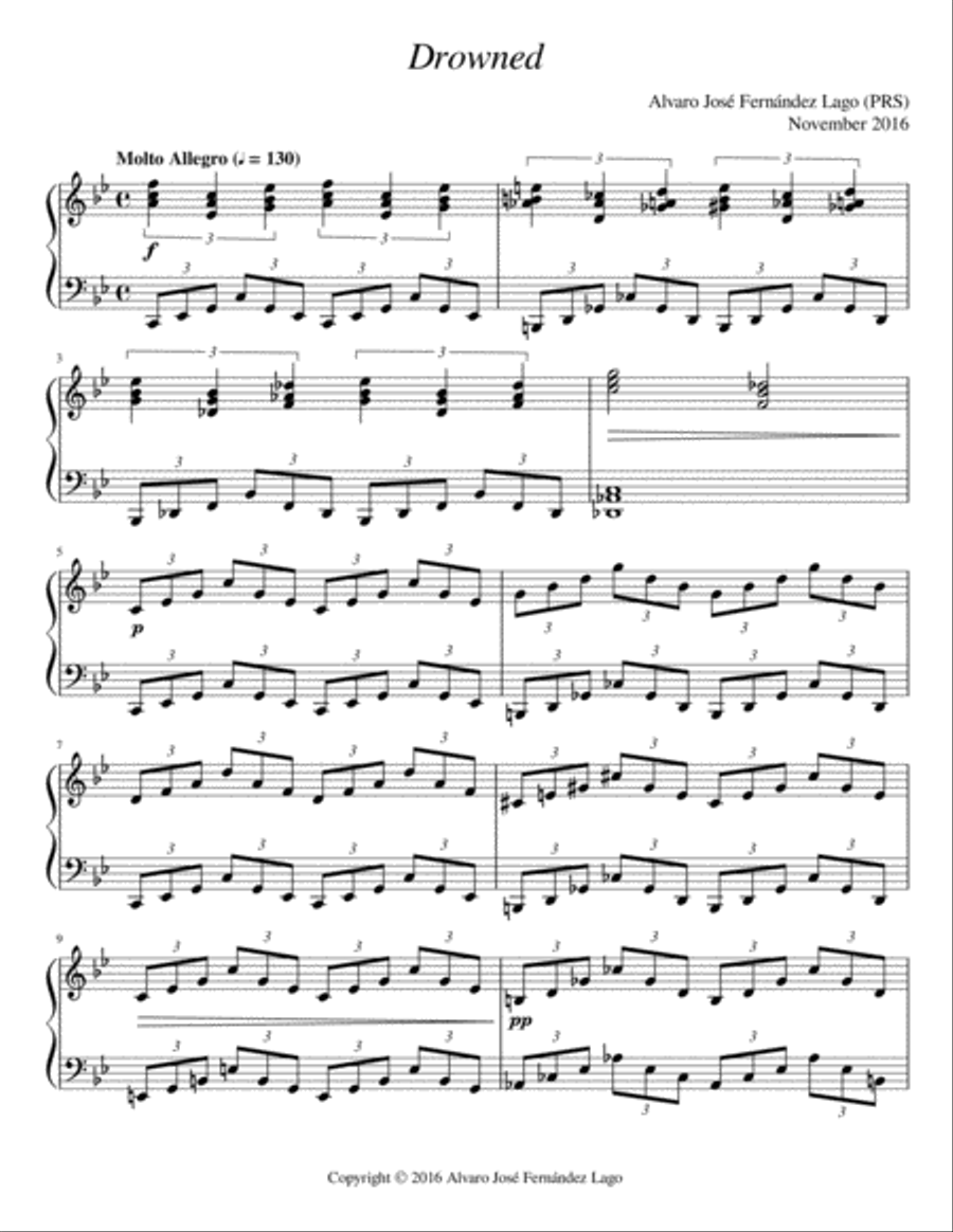 Drowned Piano Solo scores gallery preview page 1