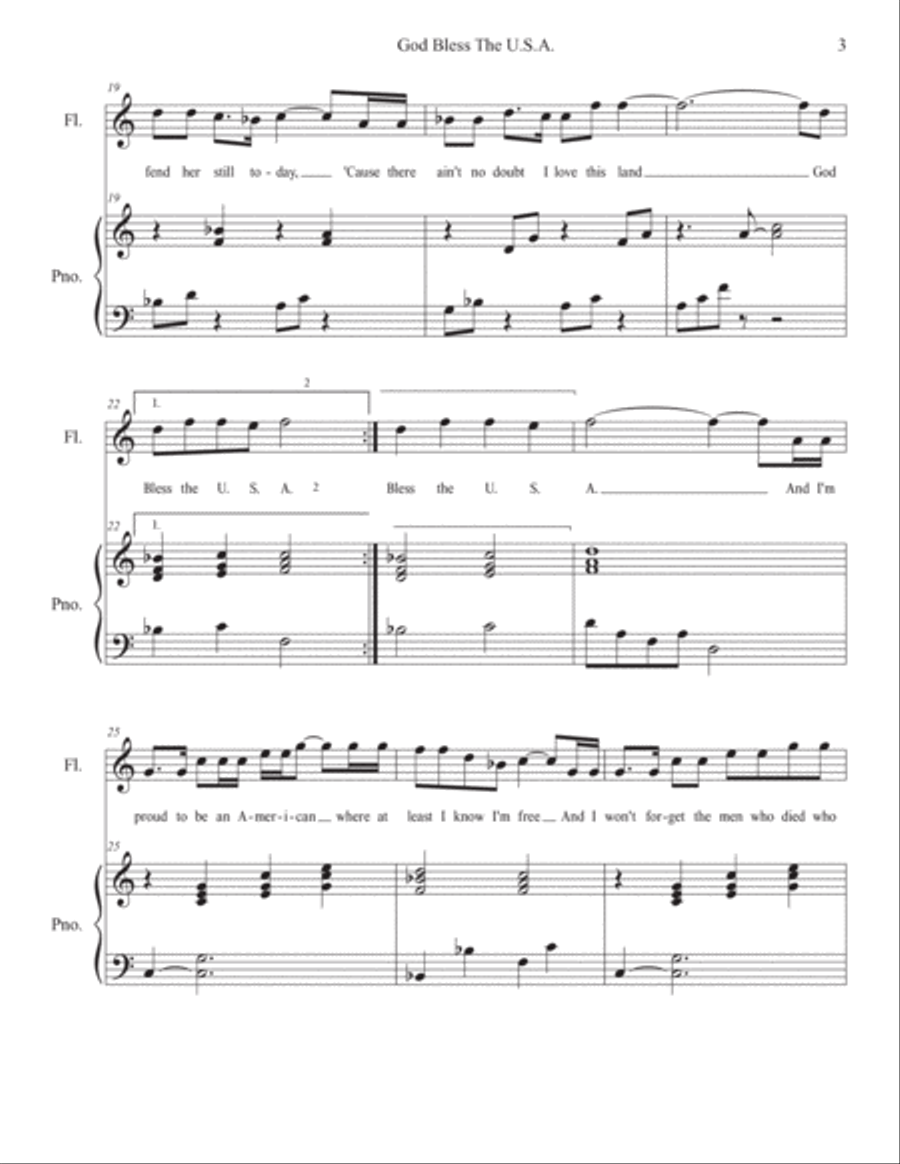 God Bless The U.s.a. Flute scores gallery preview page 4
