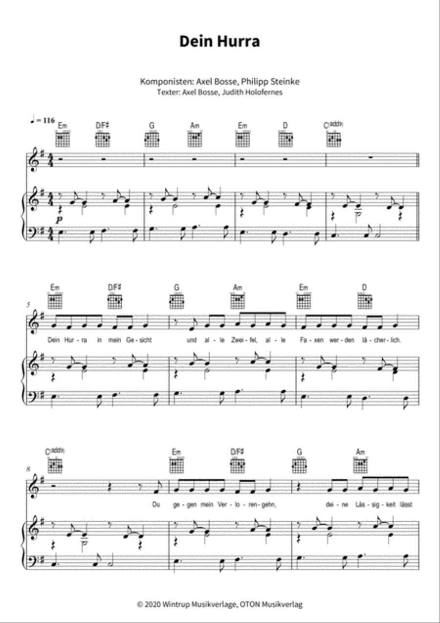 Dein Hurra Piano, Vocal, Guitar scores gallery preview page 3