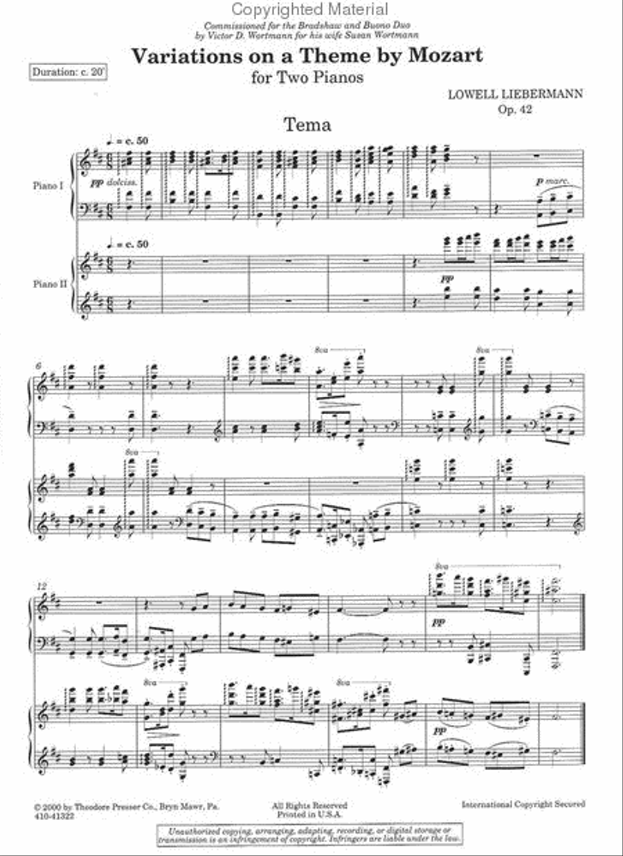 Variations on A Theme By Mozart Chamber Music scores gallery preview page 2